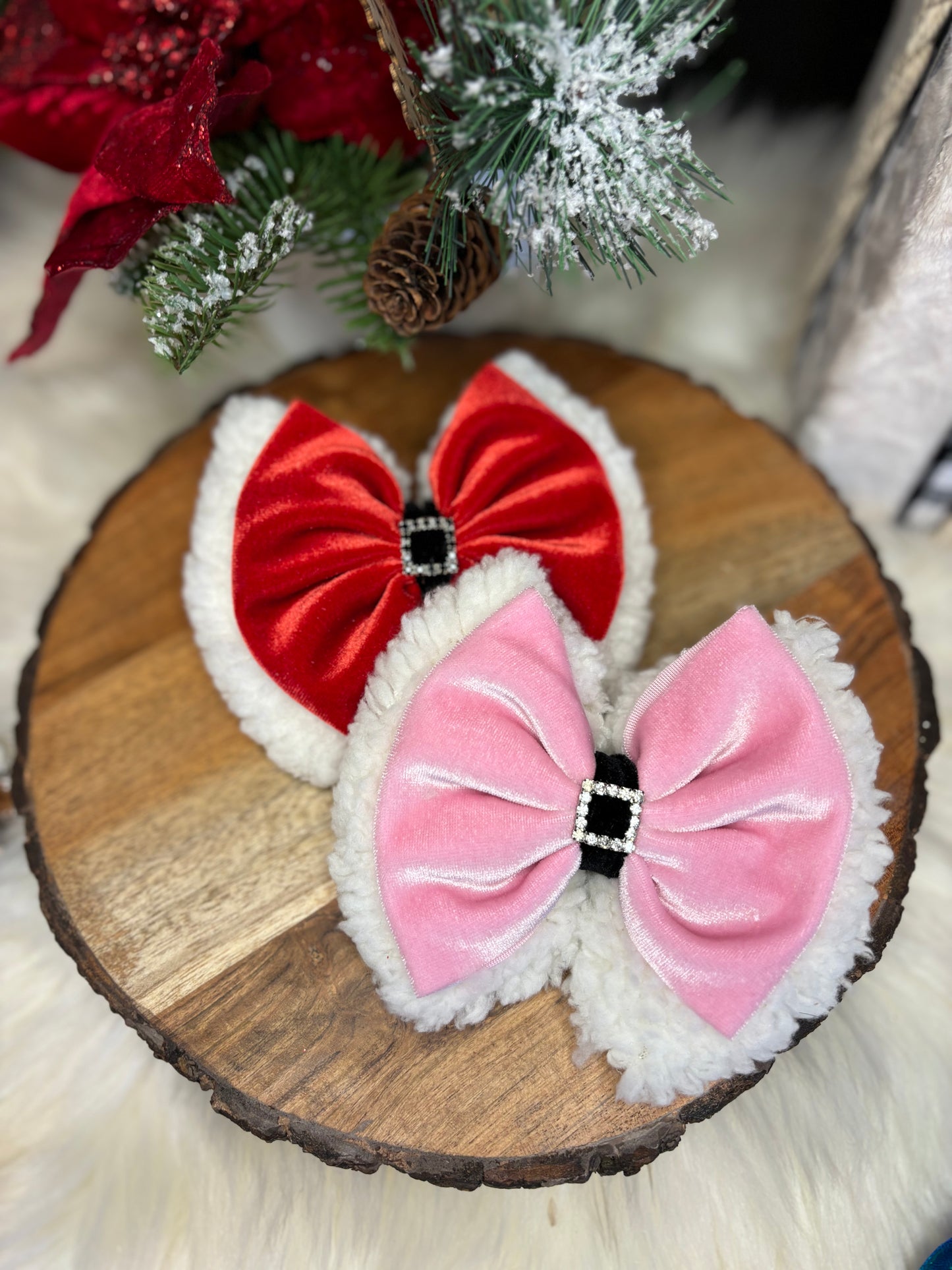 Pink Santa Bow